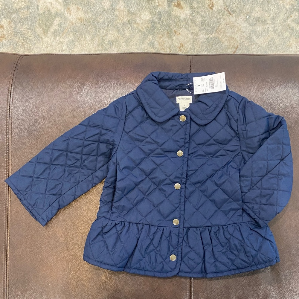 NWT J.Crew Factory Girls Peplum Barn Jacket, Navy Size 2